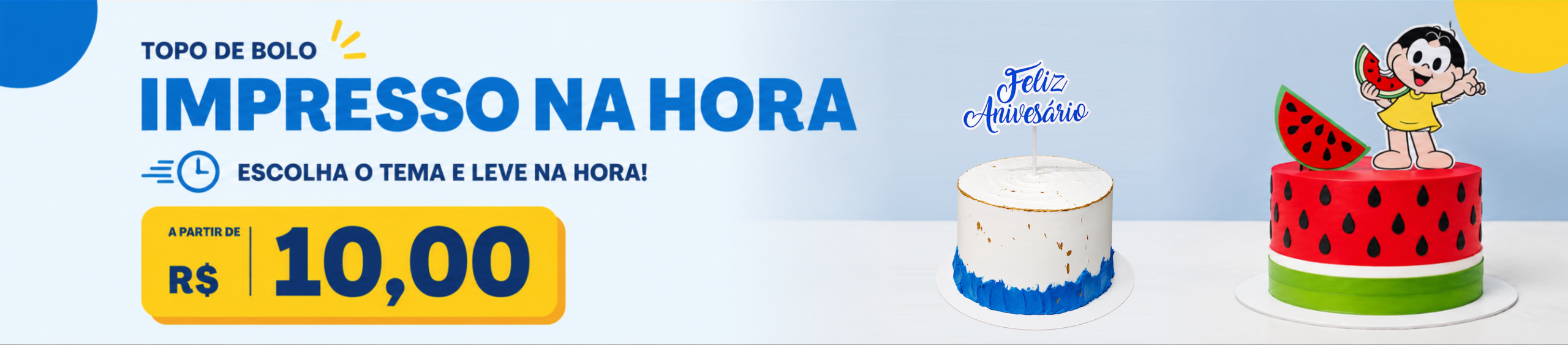 Topos de bolo impressos na hora, com opções de aniversário, a partir de R$ 10,00